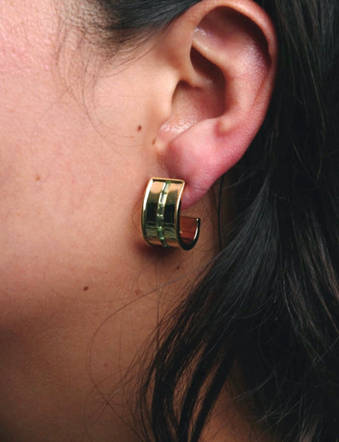 Light Green Multi Stone Gold Cuff Earrings