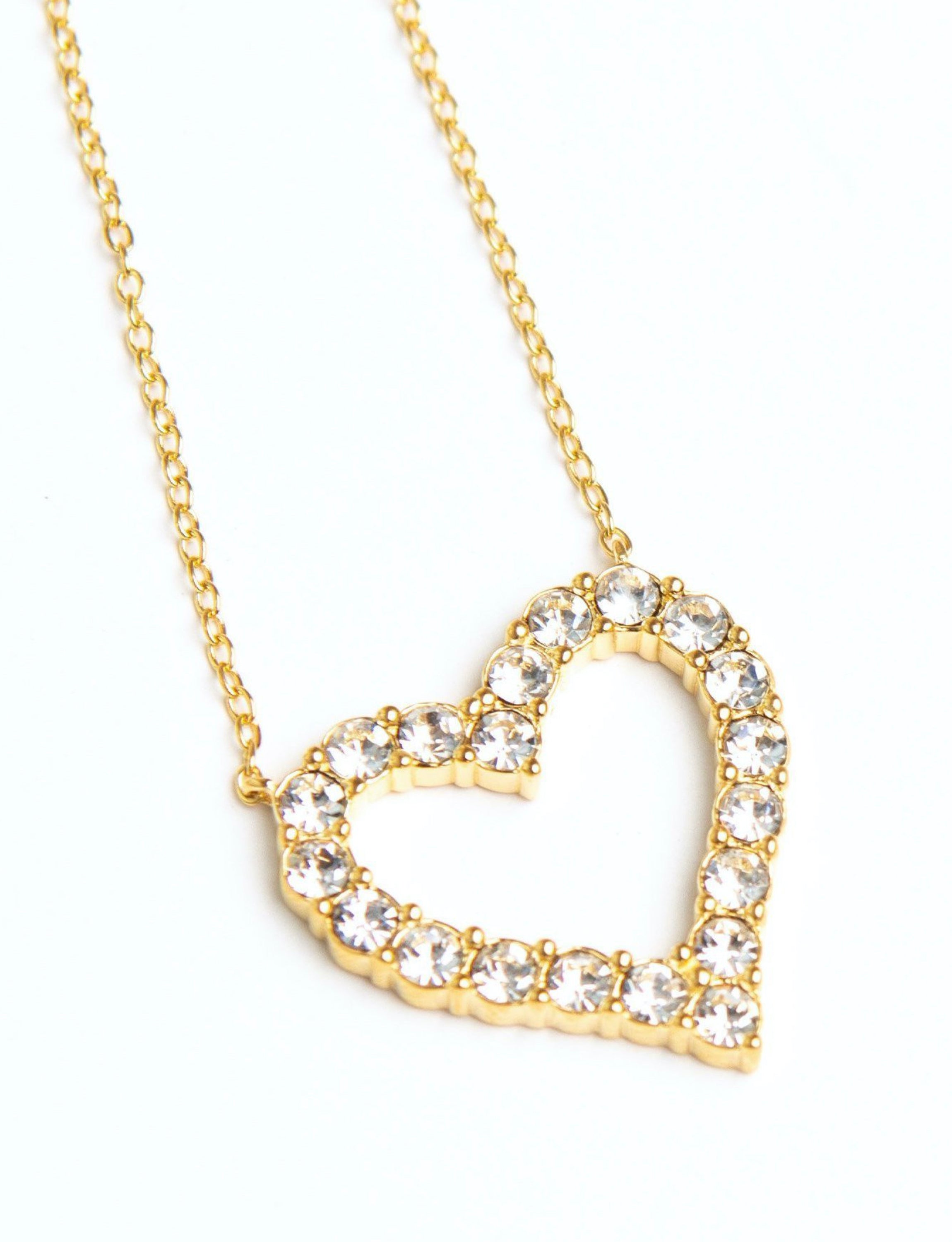 Crystal Stone Gold Heart Necklace
