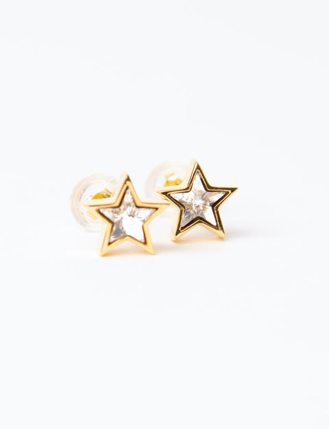 Gold Crystal Star Stud Earrings