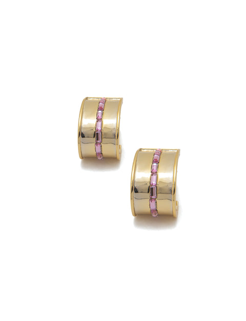 Pink Multi Stone Cuff Earrings
