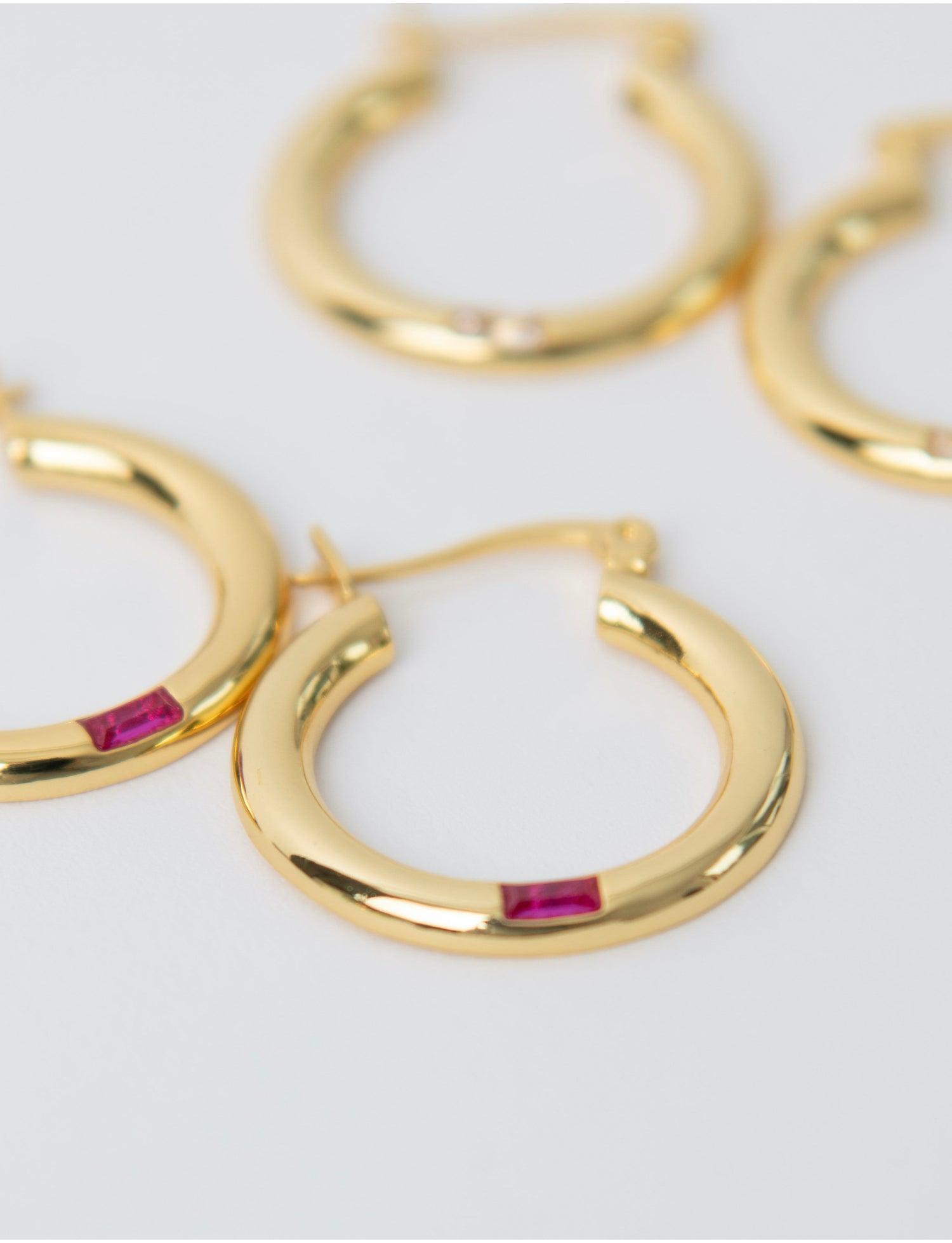Gold Hoop Earrings with Stone