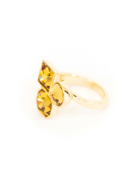 Honey Multi-Stone Gold Adjustable Ring