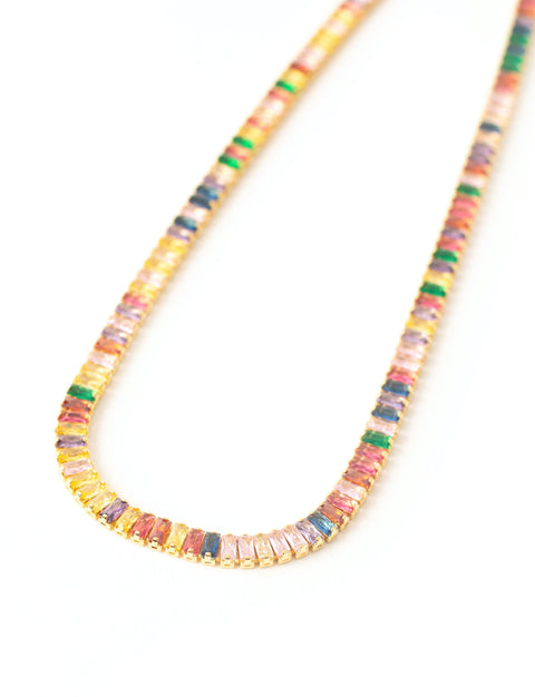 Rainbow Stone Tennis Necklace