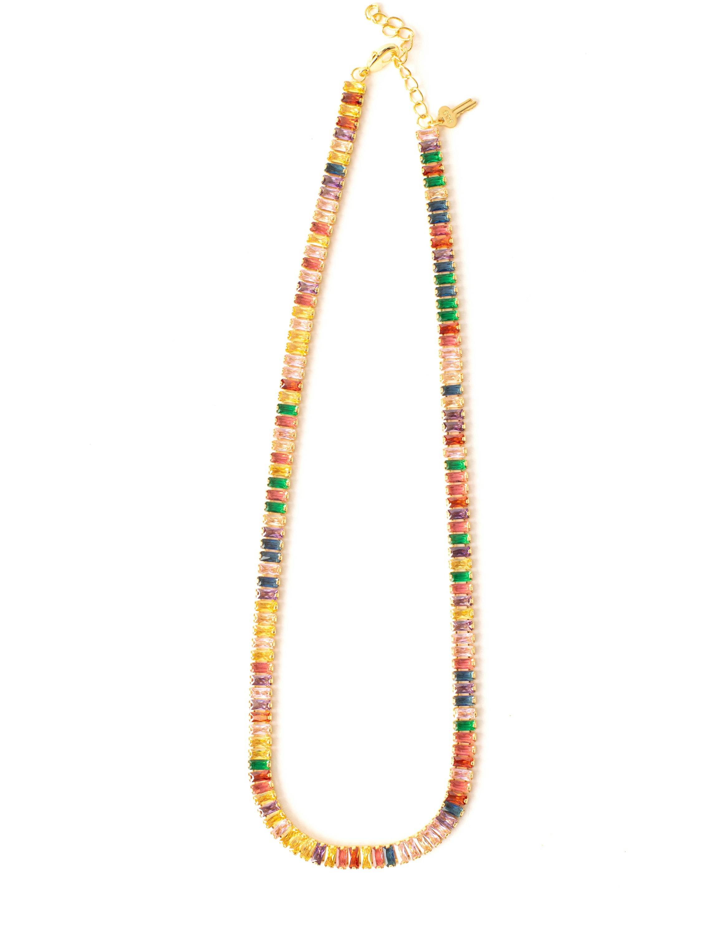 Rainbow Stone Tennis Necklace