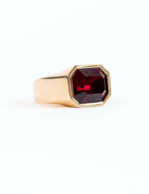 Ruby Red Chunky Stone Gold Ring