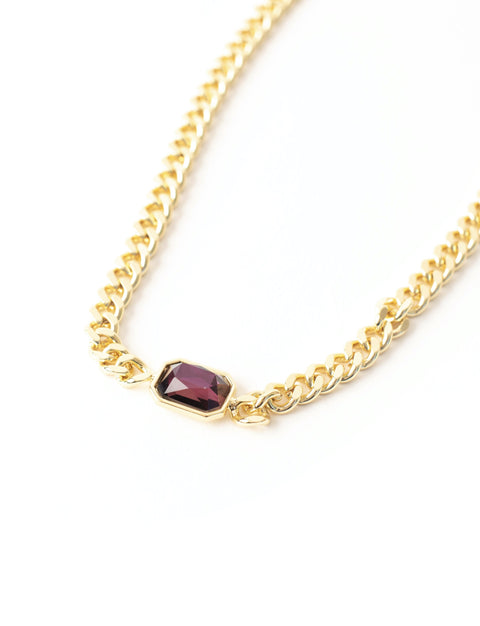 Purple Stone Gold Chain Choker Necklace