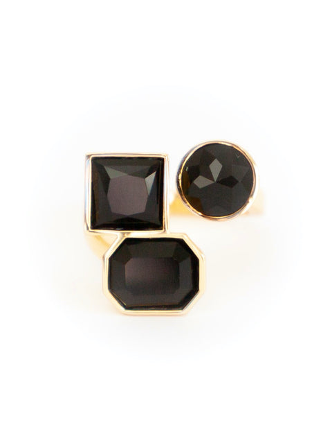 Black Stone Adjustable Ring