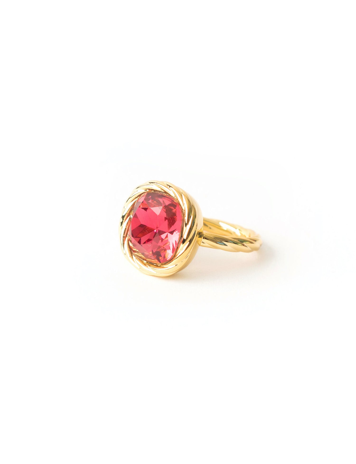 Pink Braided Stone Gold Ring