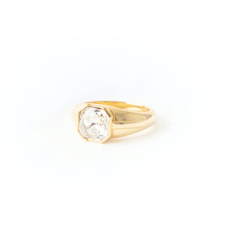 Crystal Stone Square Gem Gold Ring