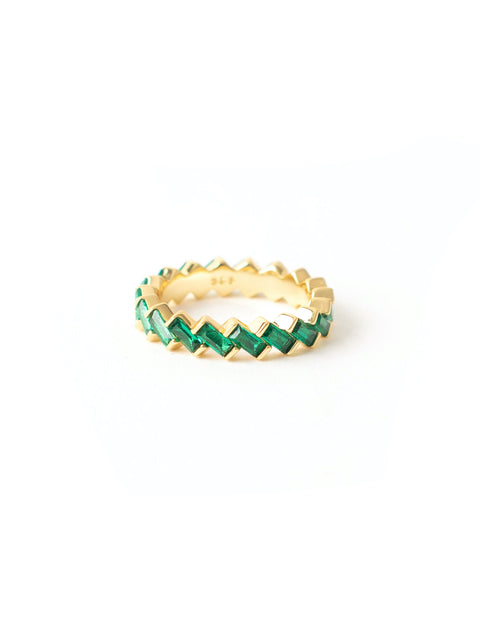 Green ZigZag Stacking Ring