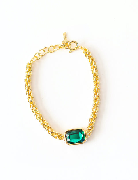 Green/Black Stone Gold Bracelet