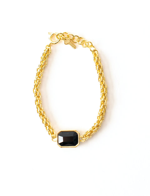 Green/Black Stone Gold Bracelet