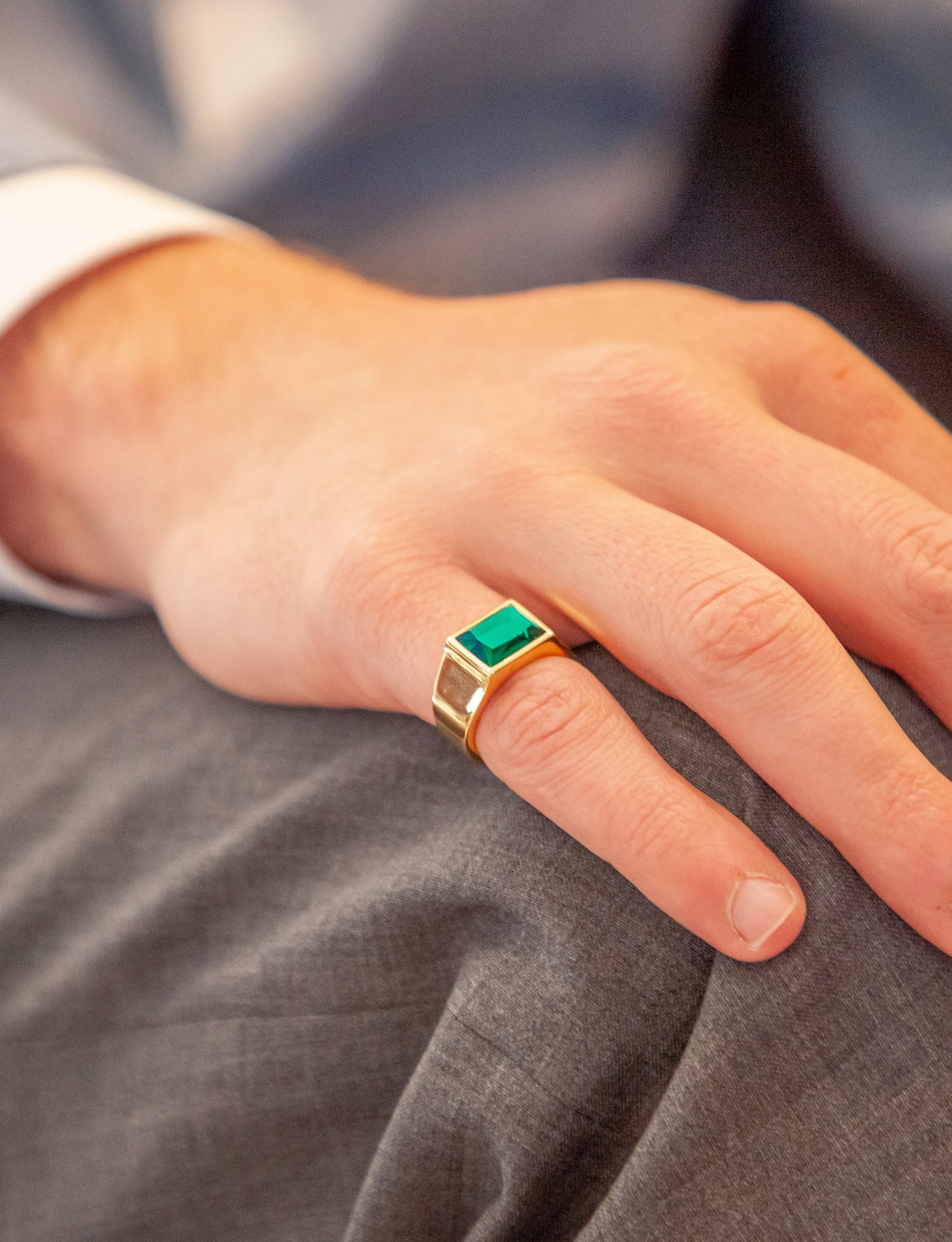 Emerald Stone Gold Unisex Ring
