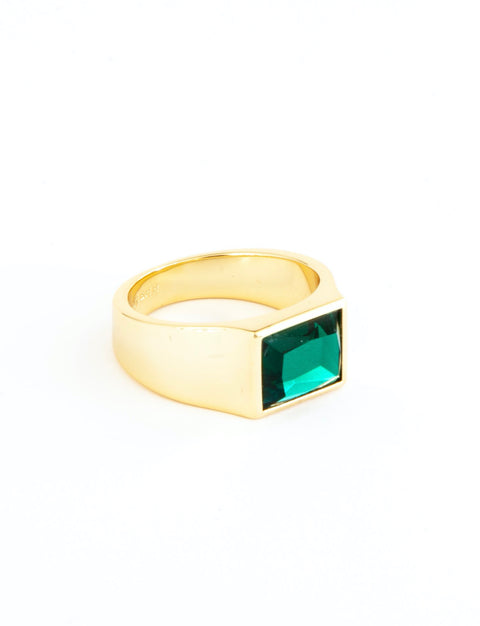 Emerald Stone Gold Unisex Ring